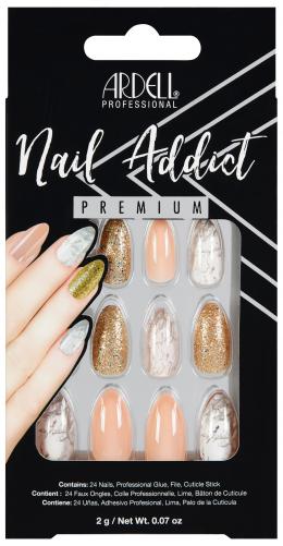 Nehty Ardell Nail Addict Premium - Pink Marble & Gold